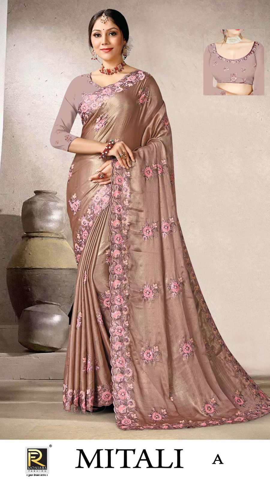 Mitali By Ronisha Embroidey Work Designer Sarees
